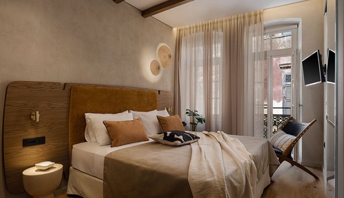 Habitación Deluxe con 1 cama doble o 2 individuales, balcón, vistas parciales al mar