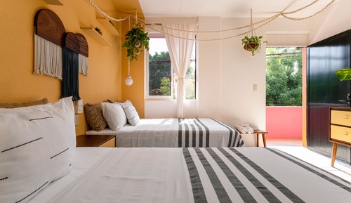 Habitación básica con 2 camas individuales, 2 camas dobles