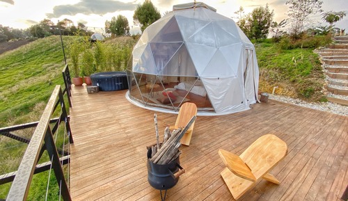 Habitación panorámica, 1 cama de matrimonio, bañera de hidromasaje, vistas a la montaña