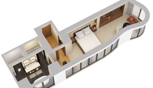 Suite estudio, en esquina