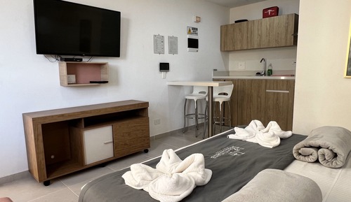 Estudio básico, 1 cama de matrimonio grande