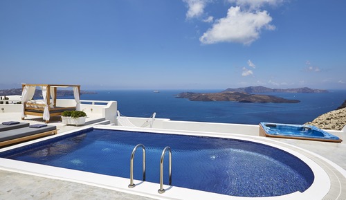 Villa de luna de miel, 1 cama de matrimonio, vistas al mar (Private Heated Pool)