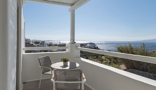 Habitación junior doble, 1 cama de matrimonio grande, terraza, vistas al mar