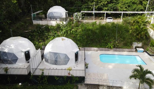 Tienda de luna de miel, 1 cama de matrimonio grande, piscina privada, vistas a la montaña