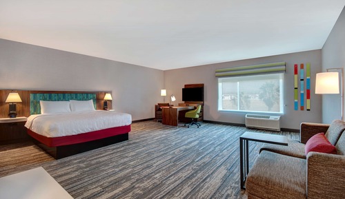 Estudio, 1 cama de matrimonio grande (Mobility & Hearing, Roll-in Shower)