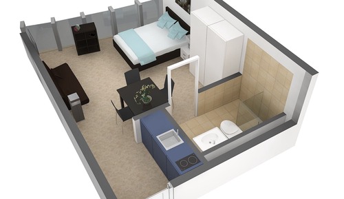 Estudio, accesible para personas con discapacidad, cocina