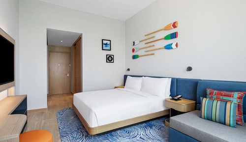 Habitación, 1 cama de matrimonio grande con sofá cama, vistas al mar