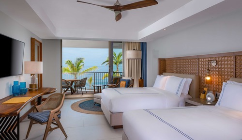 Habitación, 2 camas de matrimonio, frente al mar
