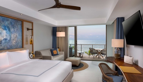 Habitación, 1 cama de matrimonio grande con sofá cama, frente al mar