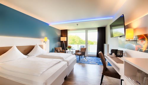 Habitación Deluxe doble, 1 cama de matrimonio grande, frigorífico, vistas al lago