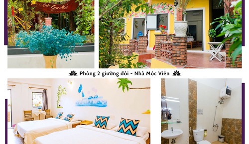 Habitación básica doble, 2 camas dobles, vistas al jardín