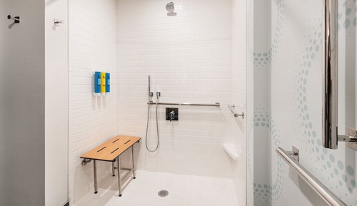 Estudio, 1 cama de matrimonio grande (Mobility & Hearing, Roll-in Shower)