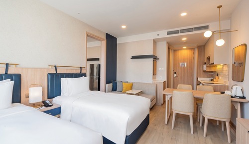 Suite estudio, 2 camas individuales, cocina (High Floor)