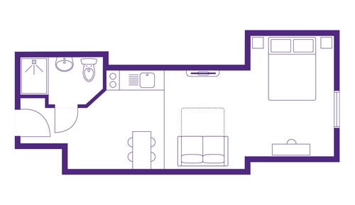 Estudio superior, baño privado (Flat 2)