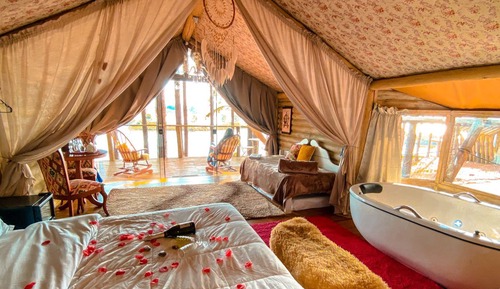 Cabaña Premium, 1 cama de matrimonio, bañera de hidromasaje, vistas al lago