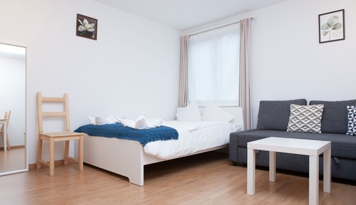 Estudio económico, 1 cama doble con sofá cama, vistas a la ciudad