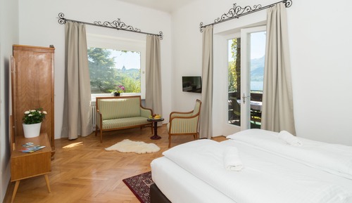 Habitación panorámica doble, balcón, vistas al lago (DZ Villa)
