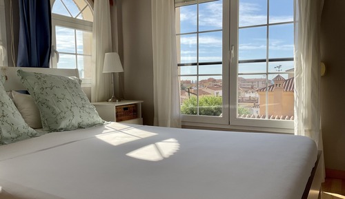 Habitación panorámica doble, baño privado, vistas parciales al mar (Loft)