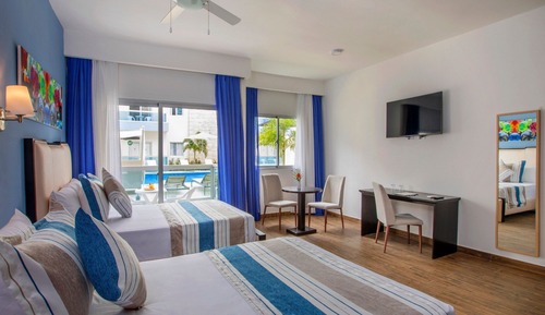 Studio with pool view