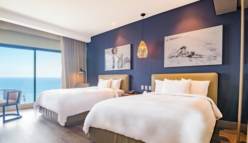 Habitación Deluxe doble, 2 camas dobles, vistas al mar