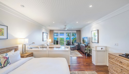 Villa superior, 1 cama de matrimonio grande con sofá cama, vistas a la playa