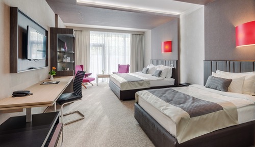 Habitación ejecutiva con 2 camas individuales, balcón, vistas a la piscina