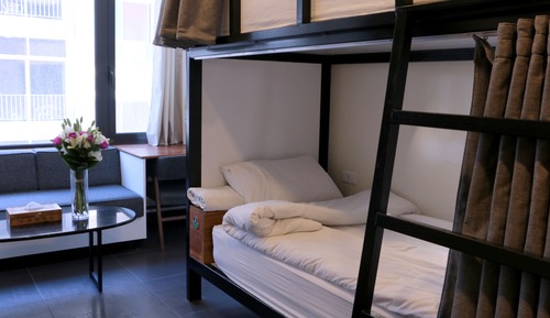 Shared Dorm (Women): 1 room: 6 single bunk beds for 6 persons, with 1 sharing bathroom