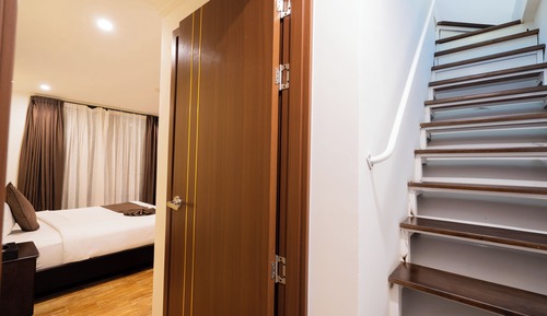 Habitación familiar, 2 habitaciones, 2 baños, vistas al jardín