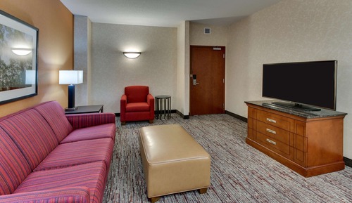 Suite, 2 camas de matrimonio, frigorífico y microondas (Sofabed, 2 Rooms, Roll in Shower)