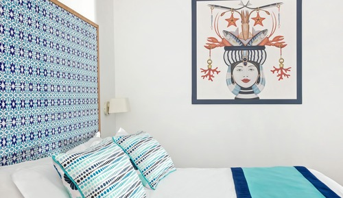 Habitación triple Deluxe, patio, vistas al mar