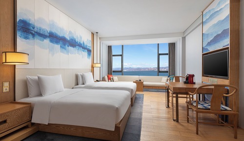Habitación estándar, 2 camas dobles, con vistas (180 Degree Erhai View)