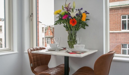 Estudio Deluxe, cocina básica, vistas a la ciudad