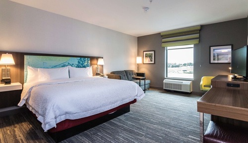 Habitación, 1 cama de matrimonio grande con sofá cama, frigorífico y microondas