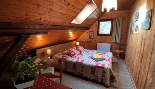 Habitación con 1 cama doble o 2 individuales, baño privado, vistas a la montaña (Arechettaz)