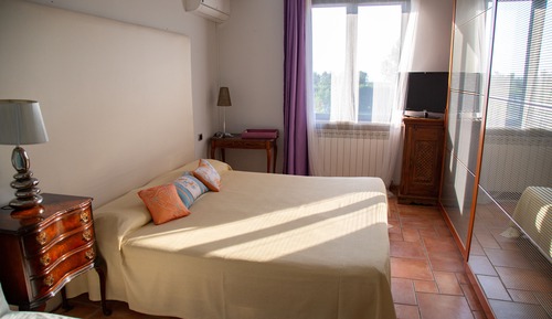 Habitación familiar con 1 cama doble o 2 individuales, vistas al jardín