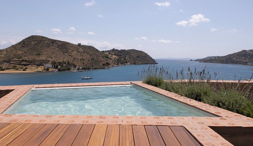Suite estudio estándar, 1 cama de matrimonio grande, piscina privada, vistas al mar