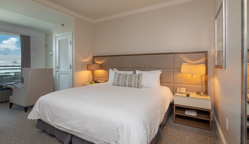 Suite junior, 1 cama de matrimonio grande con sofá cama, cocina básica, vistas parciales al mar