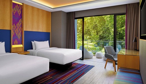 Habitación, 2 camas individuales, balcón, vistas al jardín