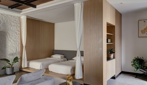 Habitación con 2 camas individuales, vistas al jardín