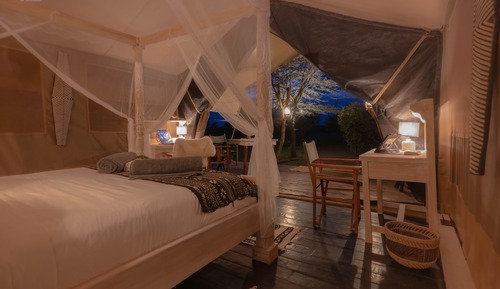 Tienda Deluxe, 1 cama de matrimonio, baño privado, vistas al parque