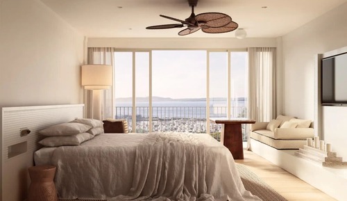 Habitación, vistas parciales al mar