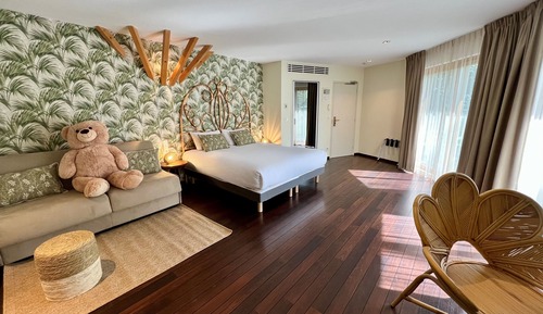 Habitación panorámica doble, 1 cama doble con sofá cama, terraza, en la zona del jardín