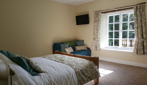 Habitación de lujo doble, 1 cama de matrimonio grande con sofá cama, baño privado, vistas al jardín