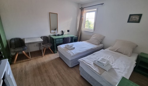Habitación económica con 2 camas individuales, baño privado, vistas al patio