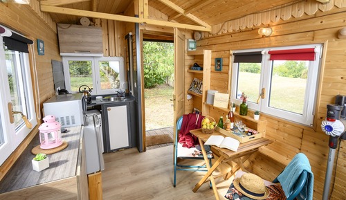 Cabaña, baño privado, vistas al río (Mini Chalet)