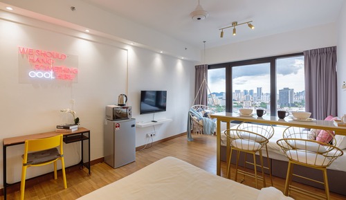 Suite estudio romántica, vistas a la ciudad
