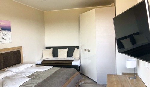 Habitación, varias camas, vistas al jardín