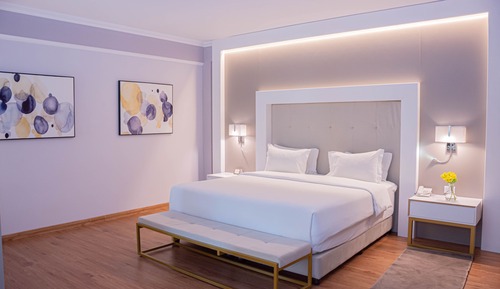 Suite ejecutiva, 1 cama de matrimonio grande con sofá cama, vistas a la piscina