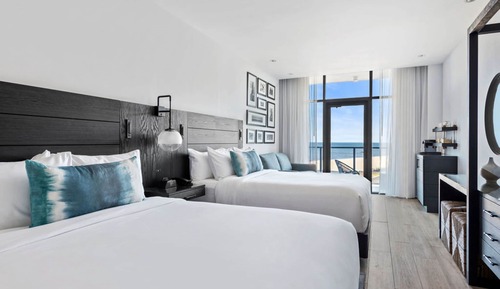 Habitación Deluxe, 2 camas de matrimonio, terraza, frente al mar