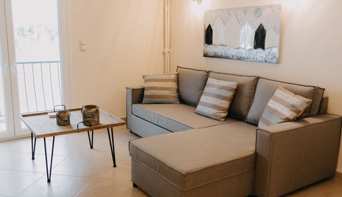 Apartamento Deluxe, 1 cama de matrimonio con sofá cama, cocina, vistas al patio